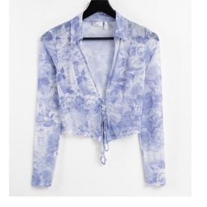 Mesh shirt with lace up  renaissance